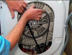 How to put on a belt on a Samsung washing machine?