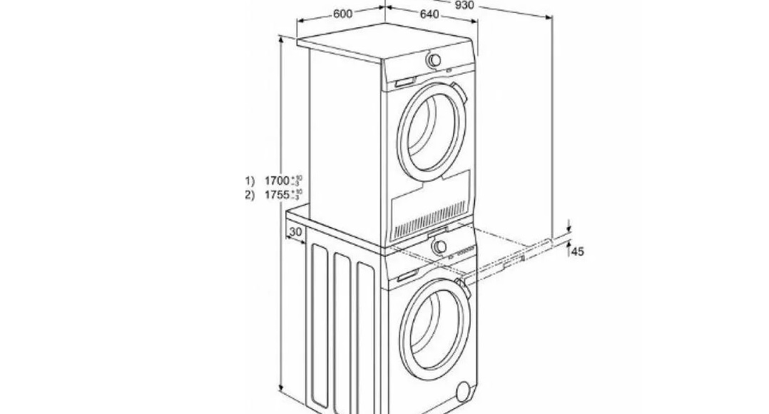 pag-install ng dryer sa ibabaw ng washing machine