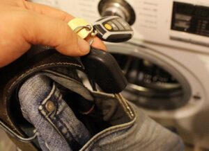 What should you do if you washed your washing machine key in the washing machine?