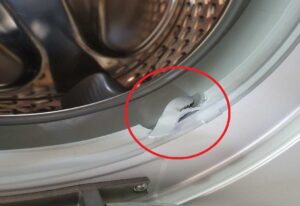 The cuff in the washing machine between the drum and the door is torn