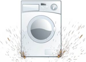 Vonken onder de wasmachine tijdens het wassen