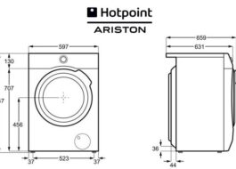 Mga sukat ng washing machine ng Ariston