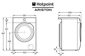 Dimensi mesin basuh Ariston