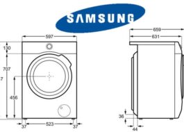 Dimensions of the Samsung washing machine