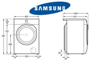 Mga sukat ng washing machine ng Samsung