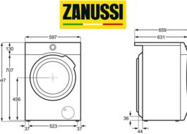 Dimensions of the Zanussi washing machine