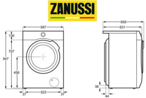 Dimensions of the Zanussi washing machine