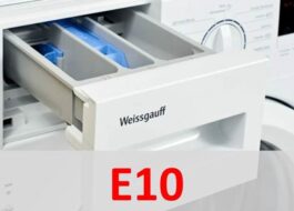 รหัสข้อผิดพลาด E10 ในเครื่องซักผ้า Weissgauff