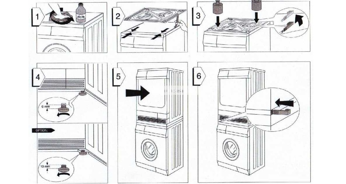 een droger op een wasmachine installeren