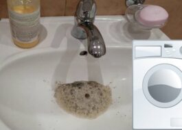 Water uit de wasmachine gaat de gootsteen in