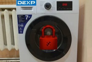 How to unlock the door of a Dexp washing machine