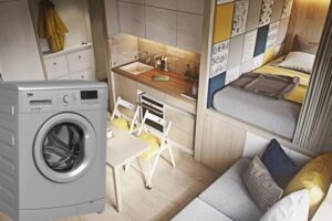 Where to place a washing machine in a small apartment?