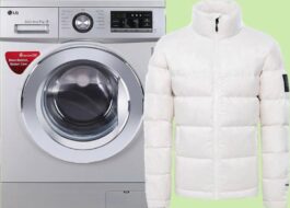 Een witte jas wassen in de wasmachine