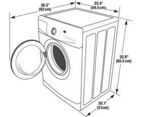 Size of washing machine with hatch open