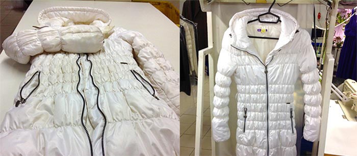 drying white down jacket