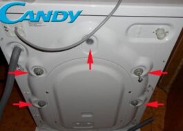 Where are the shipping bolts on the Candy washing machine?