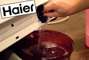 Draining water from a Haier washing machine