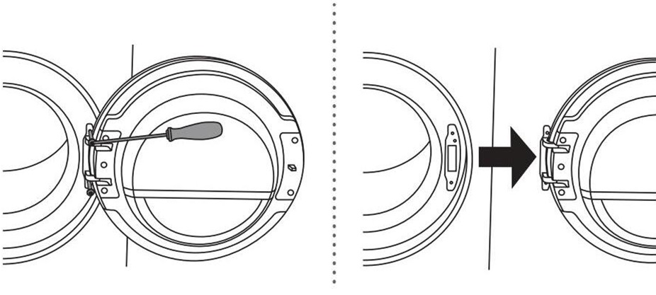 unscrew the screws and remove the dryer door